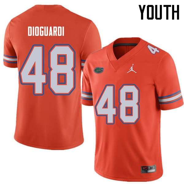 NCAA Florida Gators Brett DioGuardi Youth #48 Jordan Brand Orange Stitched Authentic College Football Jersey ZVG8064LV